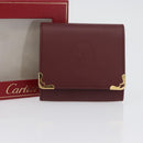 CARTIER Must Line Coin Purse Leather Bordeaux Gold Auth am11082A-12