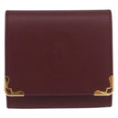 CARTIER Must Line Coin Purse Leather Bordeaux Gold Auth am11082A-13