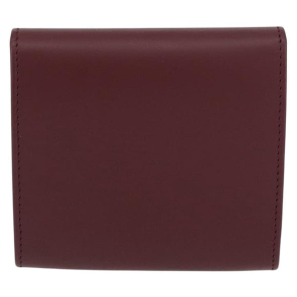 CARTIER Must Line Coin Purse Leather Bordeaux Gold Auth am11082A