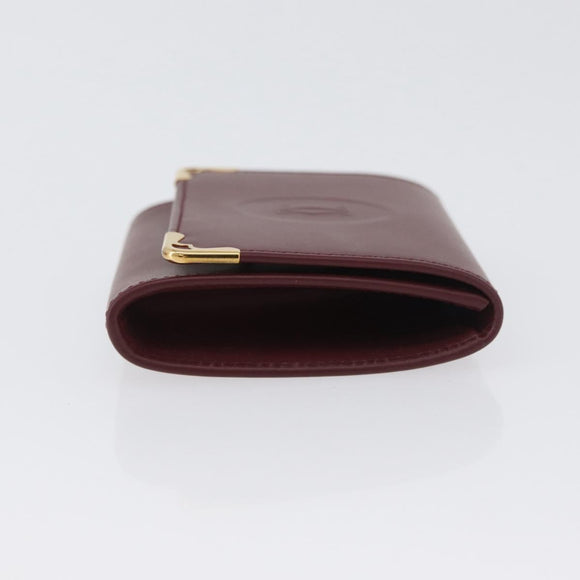 CARTIER Must Line Coin Purse Leather Bordeaux Gold Auth am11082A
