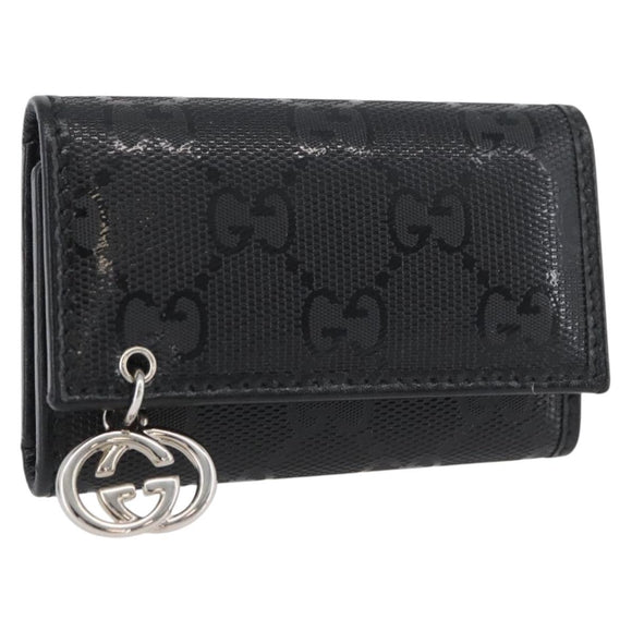 GUCCI GG Implementation Key Case PVC Black Silver Auth am11083A