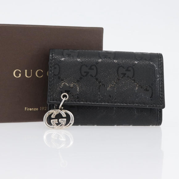 GUCCI GG Implementation Key Case PVC Black Silver Auth am11083A