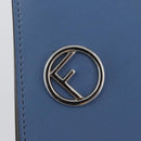 FENDI F-Is Bi-fold Bifold Wallet Leather Light Blue Silver Auth am11084A-12