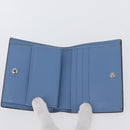 FENDI F-Is Bi-fold Bifold Wallet Leather Light Blue Silver Auth am11084A-13