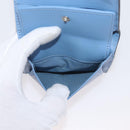 FENDI F-Is Bi-fold Bifold Wallet Leather Light Blue Silver Auth am11084A-17