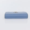 FENDI F-Is Bi-fold Bifold Wallet Leather Light Blue Silver Auth am11084A-4