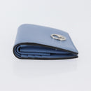 FENDI F-Is Bi-fold Bifold Wallet Leather Light Blue Silver Auth am11084A-6