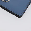 FENDI F-Is Bi-fold Bifold Wallet Leather Light Blue Silver Auth am11084A-8