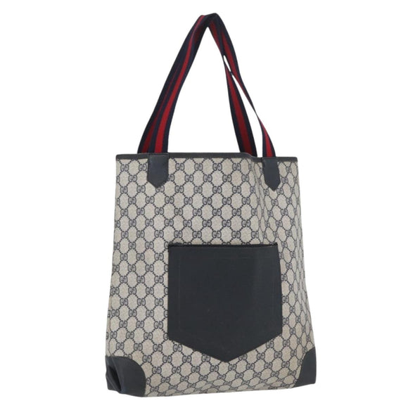 GUCCI GG Supreme Sherry Line Tote Bag PVC Navy Gold 002 904 0222 Auth am11088A