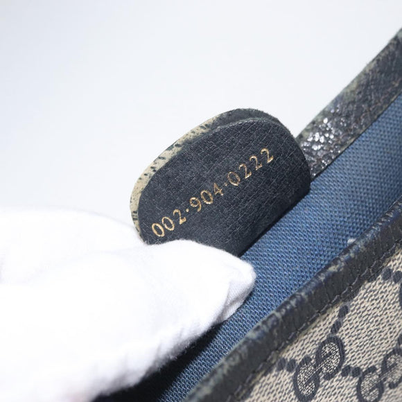 GUCCI GG Supreme Sherry Line Tote Bag PVC Navy Gold 002 904 0222 Auth am11088A