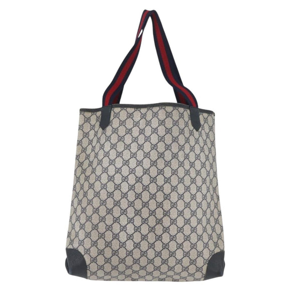 GUCCI GG Supreme Sherry Line Tote Bag PVC Navy Gold 002 904 0222 Auth am11088A
