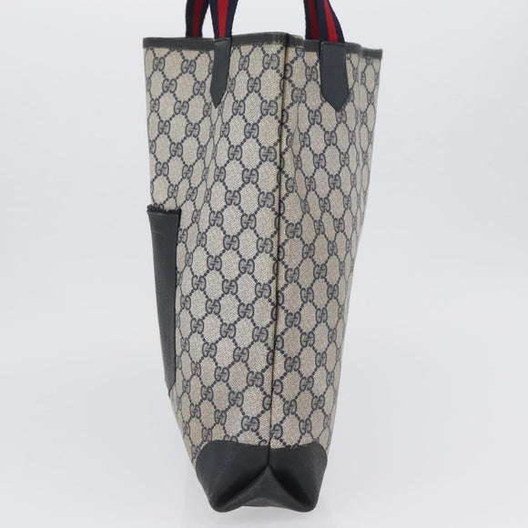 GUCCI GG Supreme Sherry Line Tote Bag PVC Navy Gold 002 904 0222 Auth am11088A