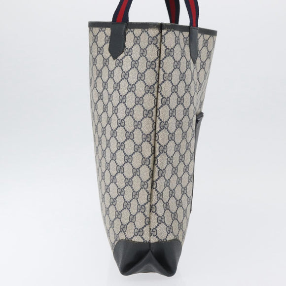 GUCCI GG Supreme Sherry Line Tote Bag PVC Navy Gold 002 904 0222 Auth am11088A