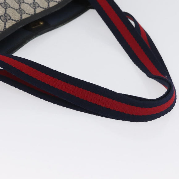 GUCCI GG Supreme Sherry Line Tote Bag PVC Navy Gold 002 904 0222 Auth am11088A