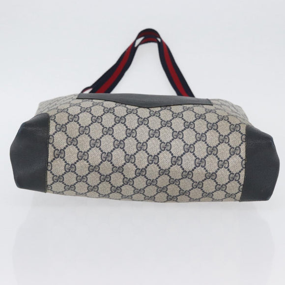 GUCCI GG Supreme Sherry Line Tote Bag PVC Navy Gold 002 904 0222 Auth am11088A