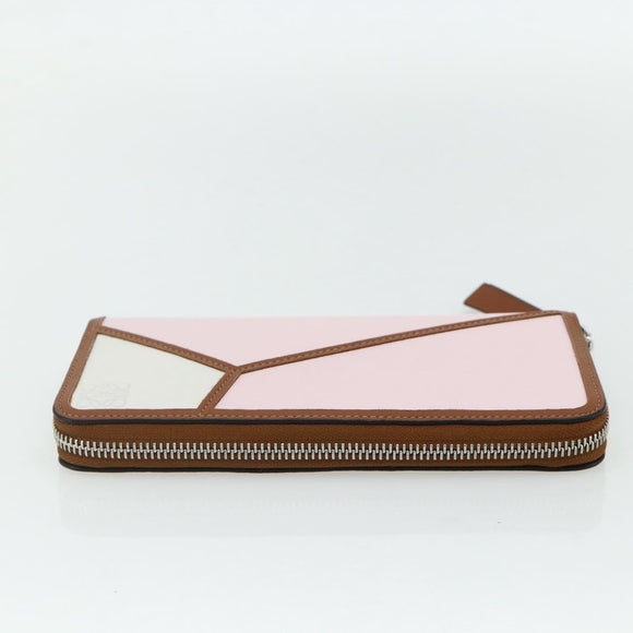 LOEWE Puzzle Zip-Up Round Wallet Leather Multicolor Silver 122N30X Auth am11095V