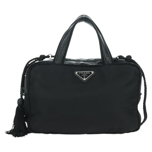 PRADA Fringe Hand Bag Nylon 2way Black BL0916 Auth am11097V