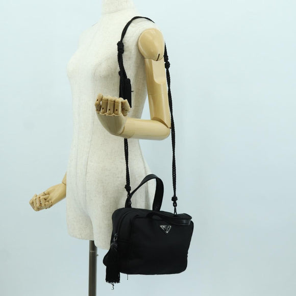 PRADA Fringe Hand Bag Nylon 2way Black BL0916 Auth am11097V