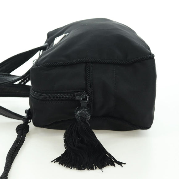 PRADA Fringe Hand Bag Nylon 2way Black BL0916 Auth am11097V