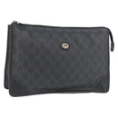 GUCCI GG Supreme Old Clutch Bag PVC Black Gold 97 01 029 Auth am11098-1