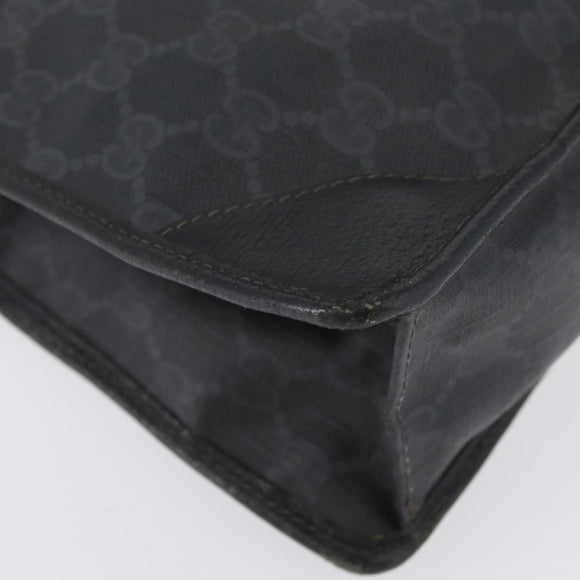 GUCCI GG Supreme Old Clutch Bag PVC Black Gold 97 01 029 Auth am11098