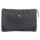 GUCCI GG Supreme Old Clutch Bag PVC Black Gold 97 01 029 Auth am11098-2