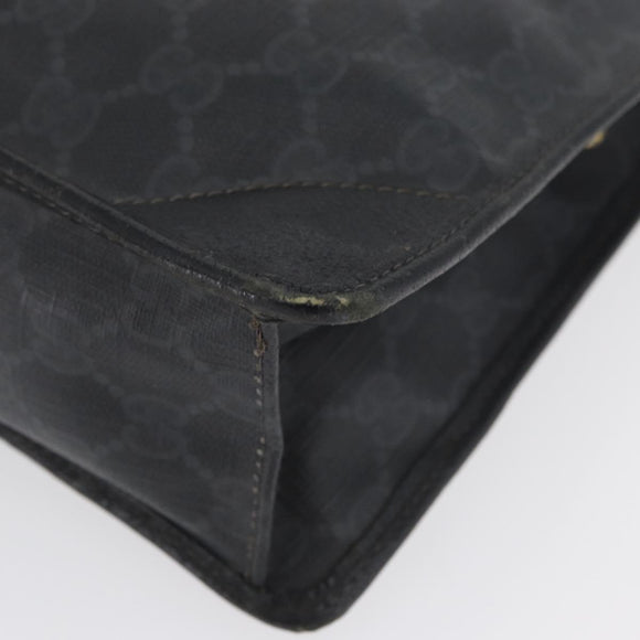 GUCCI GG Supreme Old Clutch Bag PVC Black Gold 97 01 029 Auth am11098