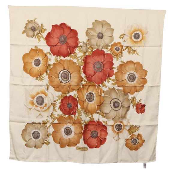 Salvatore Ferragamo Scarf Silk White Auth am11100A