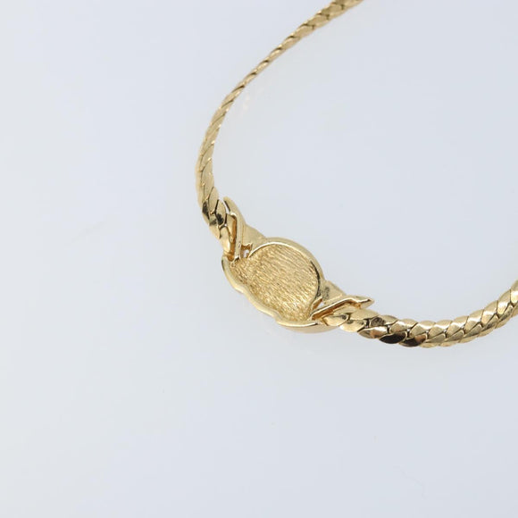 Christian Dior Pearl Rhinestone Necklace metal Gold Auth am11102A