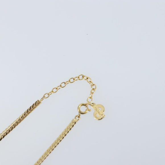 Christian Dior Rhinestone Necklace metal Gold Auth am11103A