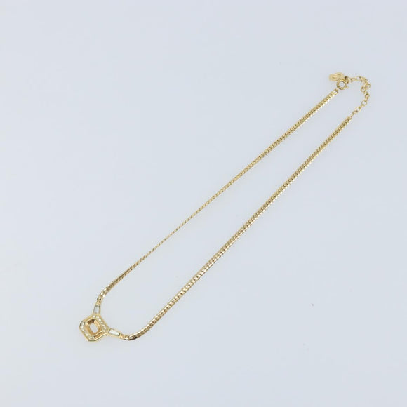 Christian Dior Rhinestone Necklace metal Gold Auth am11103A