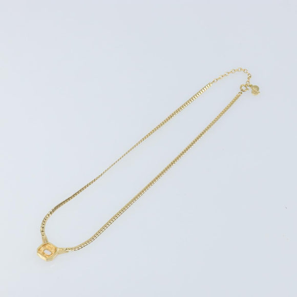 Christian Dior Rhinestone Necklace metal Gold Auth am11103A