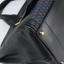 Chloe Punching Alice Hand Bag Leather Black Gold Auth am11108-17