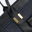 Chloe Punching Alice Hand Bag Leather Black Gold Auth am11108-9