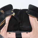 Chloe Punching Alice Hand Bag Leather Black Gold Auth am11108-20