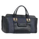 Chloe Punching Alice Hand Bag Leather Black Gold Auth am11108-1