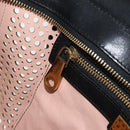 Chloe Punching Alice Hand Bag Leather Black Gold Auth am11108-22