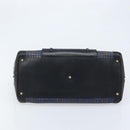 Chloe Punching Alice Hand Bag Leather Black Gold Auth am11108-5