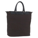FENDI Zucchino Canvas Hand Tote Bag Black Brown Auth am11110A-1