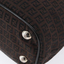 FENDI Zucchino Canvas Hand Tote Bag Black Brown Auth am11110A-15