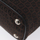 FENDI Zucchino Canvas Hand Tote Bag Black Brown Auth am11110A-17