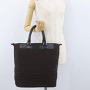 FENDI Zucchino Canvas Hand Tote Bag Black Brown Auth am11110A-23
