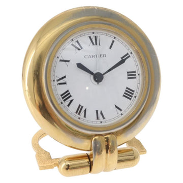 CARTIER Table Clock Gold Tone Auth am11113
