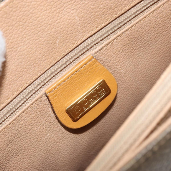 GUCCI Hand Bag Canvas Leather Beige Gold Auth am11117