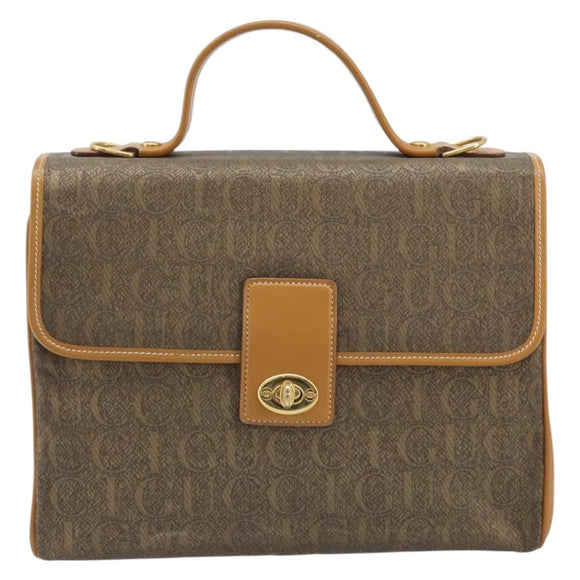 GUCCI Hand Bag Canvas Leather Beige Gold Auth am11117