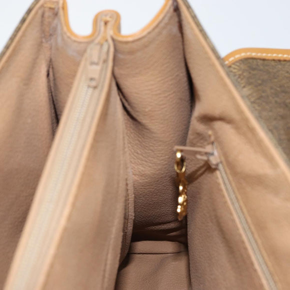 GUCCI Hand Bag Canvas Leather Beige Gold Auth am11117