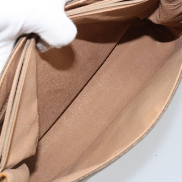 GUCCI Hand Bag Canvas Leather Beige Gold Auth am11117