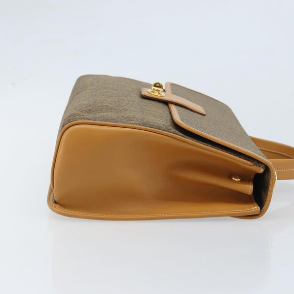GUCCI Hand Bag Canvas Leather Beige Gold Auth am11117