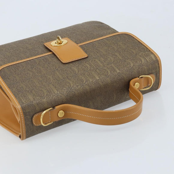 GUCCI Hand Bag Canvas Leather Beige Gold Auth am11117