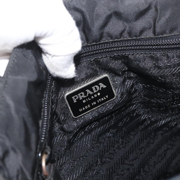 PRADA Tote Bag Nylon Black Silver Auth am11121